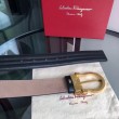 Qualità superiore replica Cintura da uomo Salvatore Ferragamo 3.5 cm con fibbia ad ardiglione squisita oro Nero