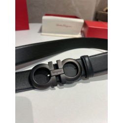 Qualità superiore replica Cintura da uomo Salvatore Ferragamo da 3.5 cm con fibbia nero