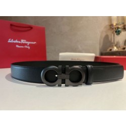 Qualità superiore replica Cintura da uomo Salvatore Ferragamo da 3.5 cm con fibbia nero