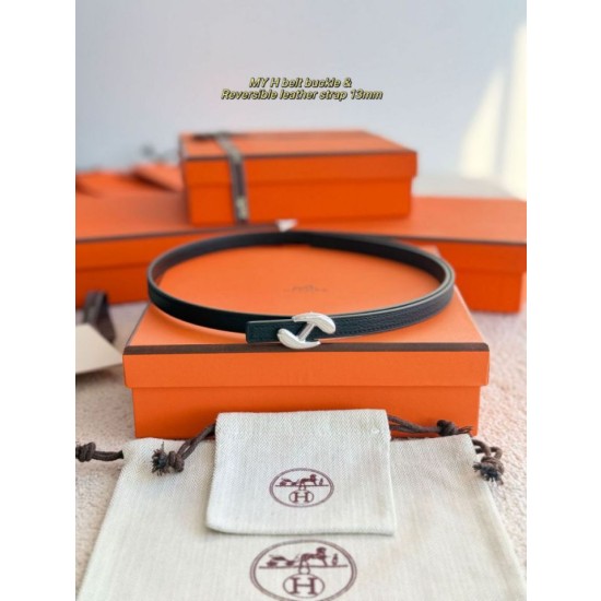 cintura Hermes Donna My H e Hermès sur Mer 13 mm Nero