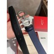 Alta gamma replica Cintura reversibile da uomo Salvatore Ferragamo da 3.5 cm con clip in metallo argento Nero/Blu