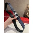 Alta gamma replica Cintura reversibile da uomo Salvatore Ferragamo da 3.5 cm con clip in metallo argento Nero/Blu