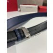 Alta gamma replica Cintura reversibile da uomo Salvatore Ferragamo da 3.5 cm con clip in metallo argento Nero/Blu