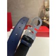 Alta gamma replica Cintura reversibile da uomo Salvatore Ferragamo da 3.5 cm con clip in metallo argento Nero/Blu