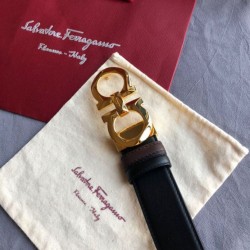 Cintura reversibile da uomo Salvatore Ferragamo da 3,5 cm con clip in metallo oro Nero