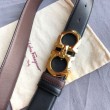 Cintura reversibile da uomo Salvatore Ferragamo da 3,5 cm con clip in metallo oro Nero