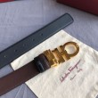Cintura reversibile da uomo Salvatore Ferragamo da 3,5 cm con clip in metallo oro Nero