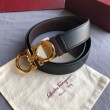 Cintura reversibile da uomo Salvatore Ferragamo da 3,5 cm con clip in metallo oro Nero