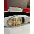 Qualità superiore replica Cintura reversibile da uomo Salvatore Ferragamo da 3.5 cm con clip in metallo oro Nero/Bianco