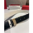 Qualità superiore replica Cintura reversibile da uomo Salvatore Ferragamo da 3.5 cm con clip in metallo oro Nero/Bianco