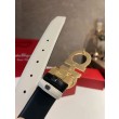 Qualità superiore replica Cintura reversibile da uomo Salvatore Ferragamo da 3.5 cm con clip in metallo oro Nero/Bianco