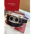 Pari all'originale replica Cintura reversibile da uomo Salvatore Ferragamo da 3,5 cm con fibbia a ferro di cavallo a doppio anello