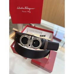 Pari all'originale replica Cintura reversibile da uomo Salvatore Ferragamo da 3,5 cm con fibbia a ferro di cavallo a doppio anello