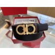 Pari all'originale replica Cintura reversibile da uomo Salvatore Ferragamo da 3,5 cm con fibbia a ferro di cavallo a doppio anello