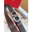 Pari all'originale replica Cintura reversibile da uomo Salvatore Ferragamo da 3,5 cm con fibbia a ferro di cavallo a doppio anello