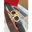 Cintura reversibile da uomo Salvatore Ferragamo da 3,5 cm con fibbia a ferro di cavallo a doppio anello oro
