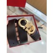 Cintura reversibile da uomo Salvatore Ferragamo da 3,5 cm con fibbia a ferro di cavallo a doppio anello oro