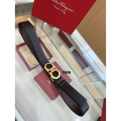 Cintura reversibile da uomo Salvatore Ferragamo da 3,5 cm con fibbia a ferro di cavallo a doppio anello oro