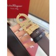 Cintura reversibile da uomo Salvatore Ferragamo da 3,5 cm con fibbia a ferro di cavallo a doppio anello oro