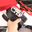 Pari all'originale replica Cintura reversibile da uomo Salvatore Ferragamo da 3,5 cm con fibbia in acciaio Nero/caffè