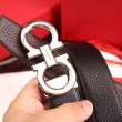 Pari all'originale replica Cintura reversibile da uomo Salvatore Ferragamo da 3,5 cm con fibbia in acciaio Nero/caffè