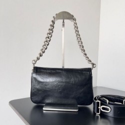 Replica Borse Imitazioni a tracolla Balenciaga BB con patta morbida e finiture argentate Imitazioni Replica qualità specchio Borse Imitazioni a tracolla Balenciaga BB con patta morbida e finiture argentate