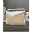 Borsa classica bicolore Loewe Puzzle Edge piccola Bianco/beige