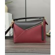 Borsa classica bicolore Loewe Puzzle Edge piccola Nero/Rosso