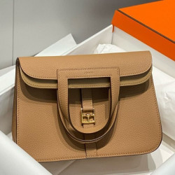 Borsa Hermes Halzan 25 cammello scuro clemence