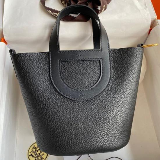 Borsa Hermes In The Loop 18 fatta a mano Clemence nera