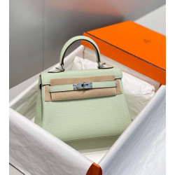 Imitazioni borse griffate Hermes Kelly 20cm/25cm verde Clemence