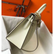 Borsa Hermes Kelly 28cm/32cm Bianco Epsom hardware dorato