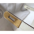 Borsa Hermes Kelly 28cm/32cm Bianco Epsom hardware dorato