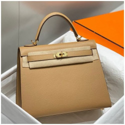 Borse Firmate Replica Hermes Kelly 28cm/32cm cammello Epsom GHW
