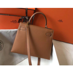 Borse Replica Alta Qualità Hermes Kelly 28cm/32cm marrone Epsom hardware dorato