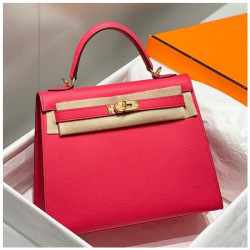 Borsa Hermes Kelly 28cm/32cm Rosa Epsom hardware dorato