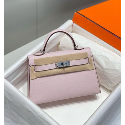 Borsa Hermes Kelly Mini II Malva pallido Epsom con hardware dorato