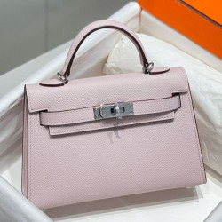 Borsa Hermes Kelly Mini II Malva pallido Epsom con hardware dorato