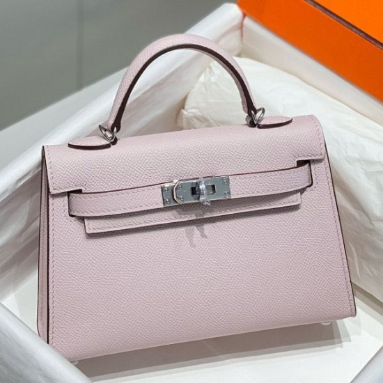 Borsa Hermes Kelly Mini II Malva pallido Epsom con hardware dorato