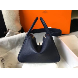 Borsa Hermes Lindy 26 cm blu navy con finiture dorate