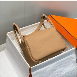 Borse Replica Hermes Lindy 26 cm cammello con finiture dorate