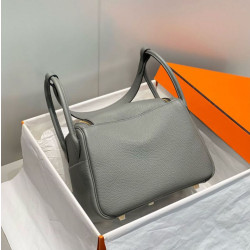 Borsa Hermes Lindy 26 cm Gris Meyer con finiture dorate