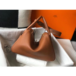 Borsa Hermes Lindy 26 cm Marrone con finiture dorate