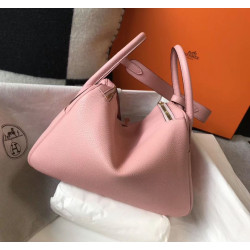 Borse Firmate Replica Hermes Lindy 26 cm Rosa con finiture dorate
