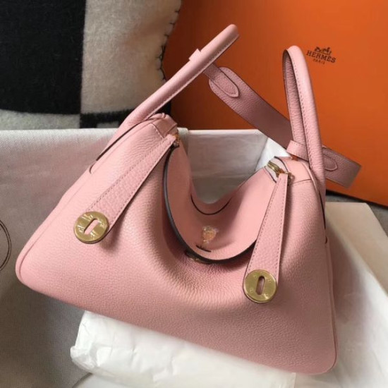 Borse Firmate Replica Hermes Lindy 26 cm Rosa con finiture dorate Borse Firmate Replica Hermes Lindy 26 cm Rosa con finiture dorate