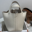 Borse Replica Hermes Picotin Lock 18/22 Etoupe beige hardware argentato