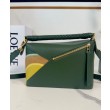 Qualità superiore replica Loewe piccola Puzzle Edge Landscape in pelle di vitello nappa Verde
