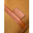 Borsa shopper morbida Celine Triomphe in tela/pelle di vitello color cuoio