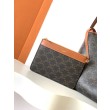 Borsa shopper morbida Celine Triomphe in tela/pelle di vitello color cuoio