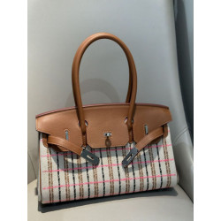 Borse a tracolla Hermès Birkin 29 in tela Toile H ricamata Marrone